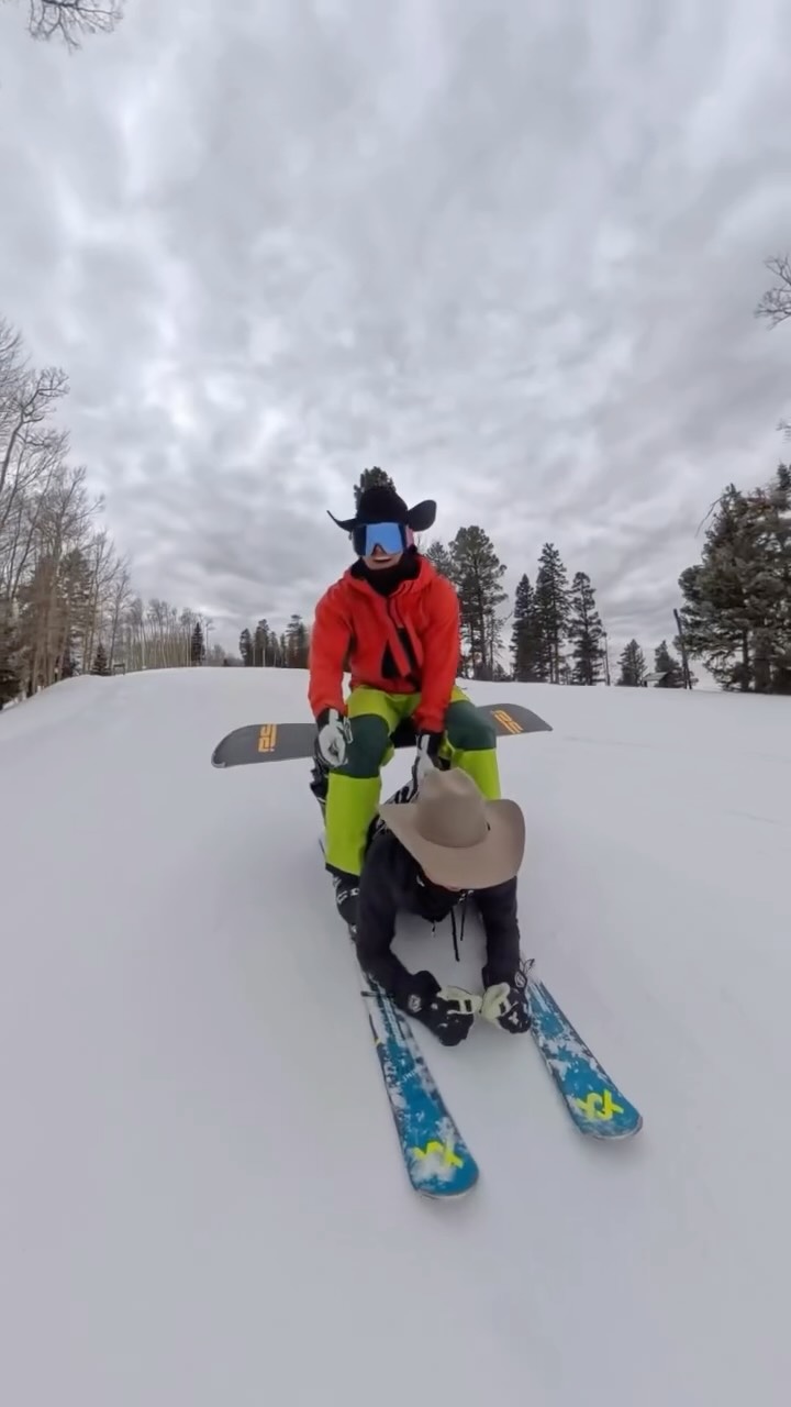 Skiing at Red River in cowboy hats