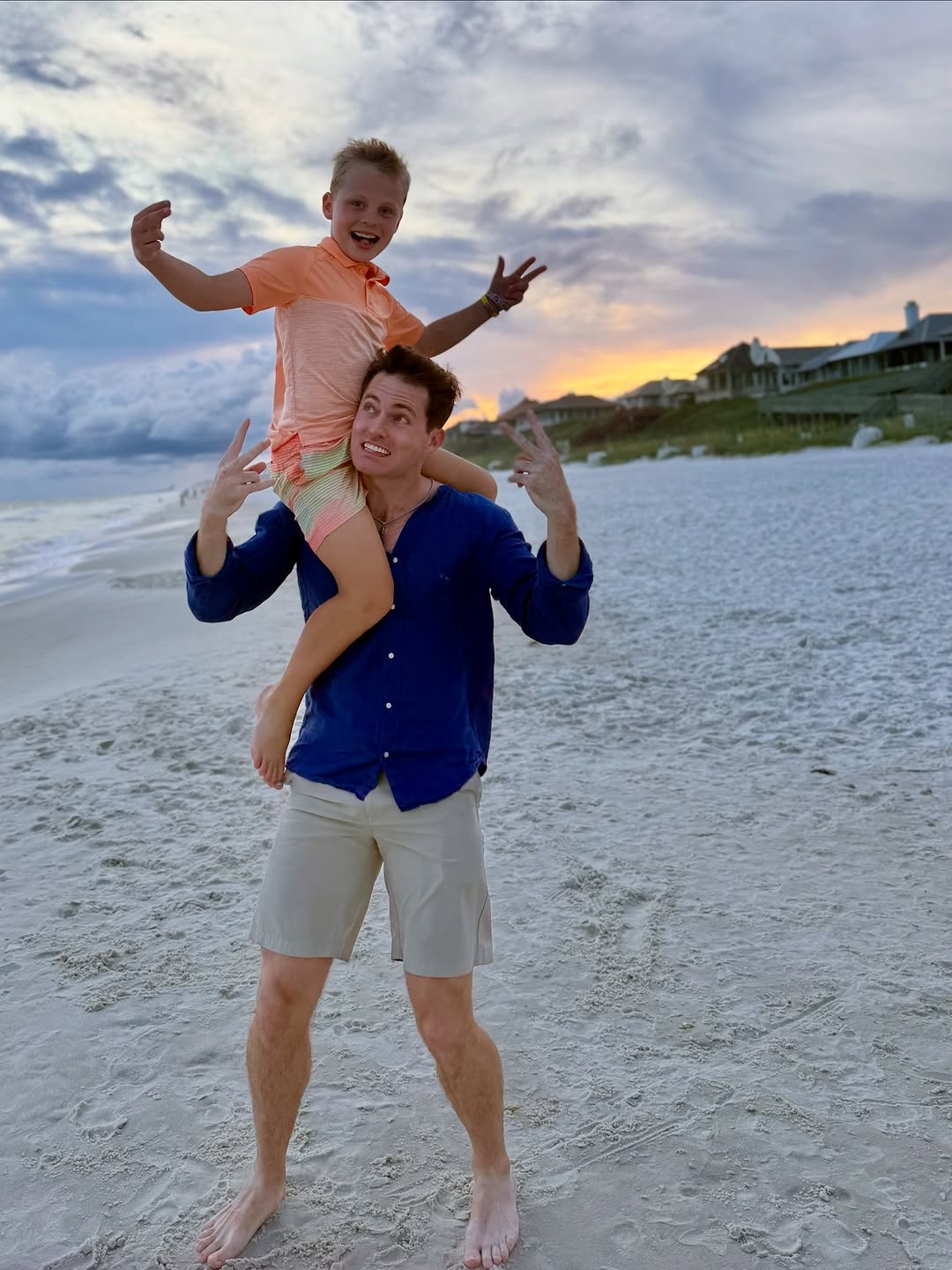 Beach sunset with family